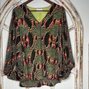 Adrienne Multicolor Snake Print V-Neck Blouse